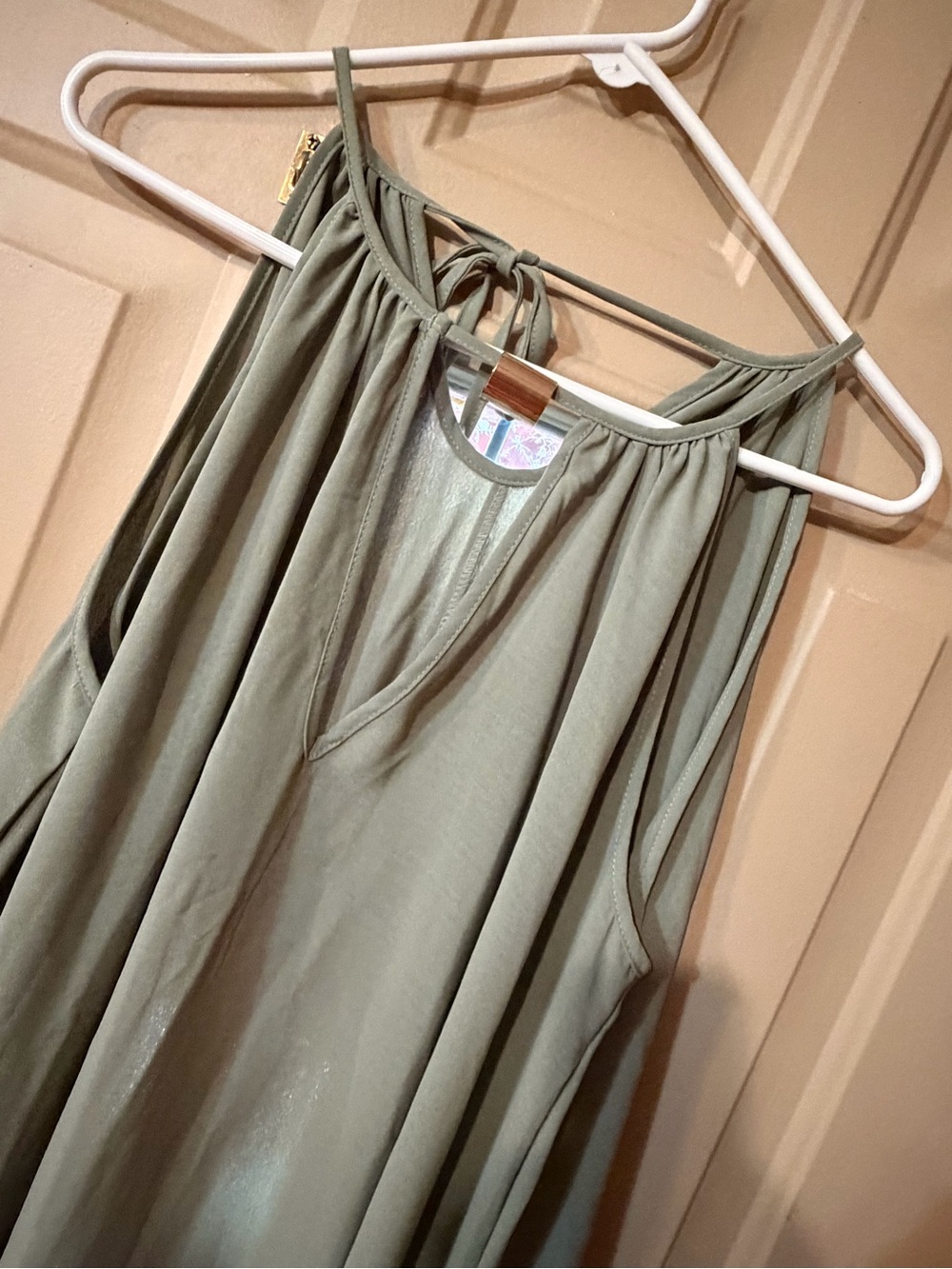 SHEIN Sage Green Halter Tie-Back dress